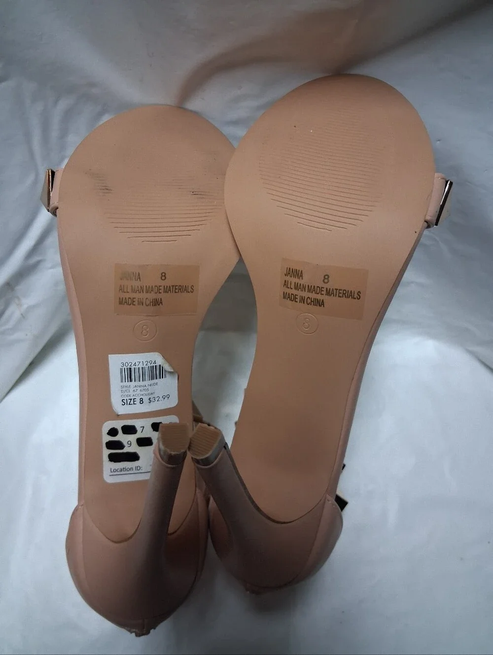 Charlotte Russe Nude Stud Ankle-Strap Stiletto Heels Size 8 NWOT